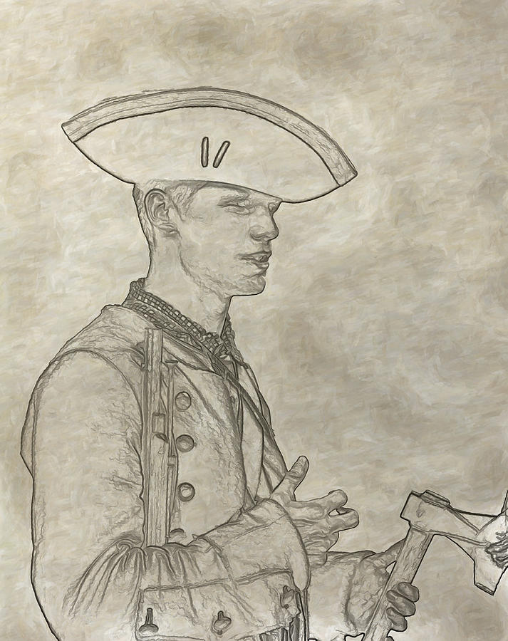 713x900 Colonial Soldier American Revolution Sketch Digital Art By Randy - Revolution Sketch