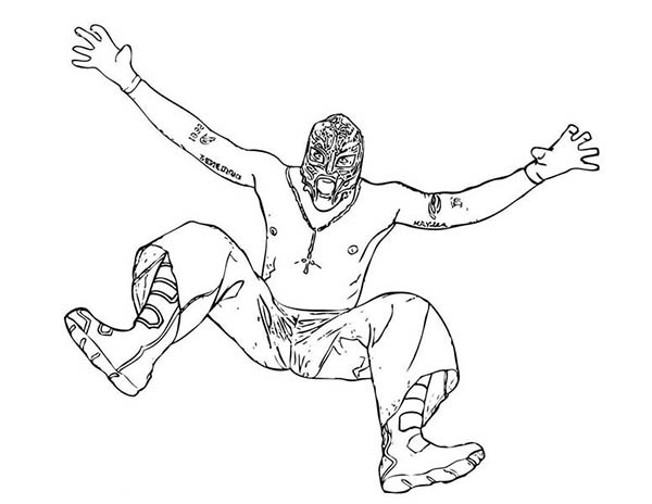 600x464 Wrestling Opponent Rey Mysterio Coloring - Rey Mysterio Sketch