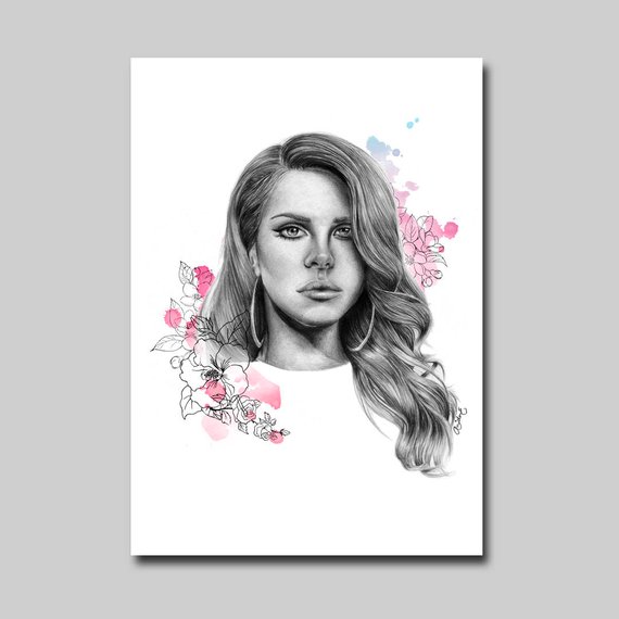 570x570 Lana Del Rey Sketch Print Etsy - Rey Sketch