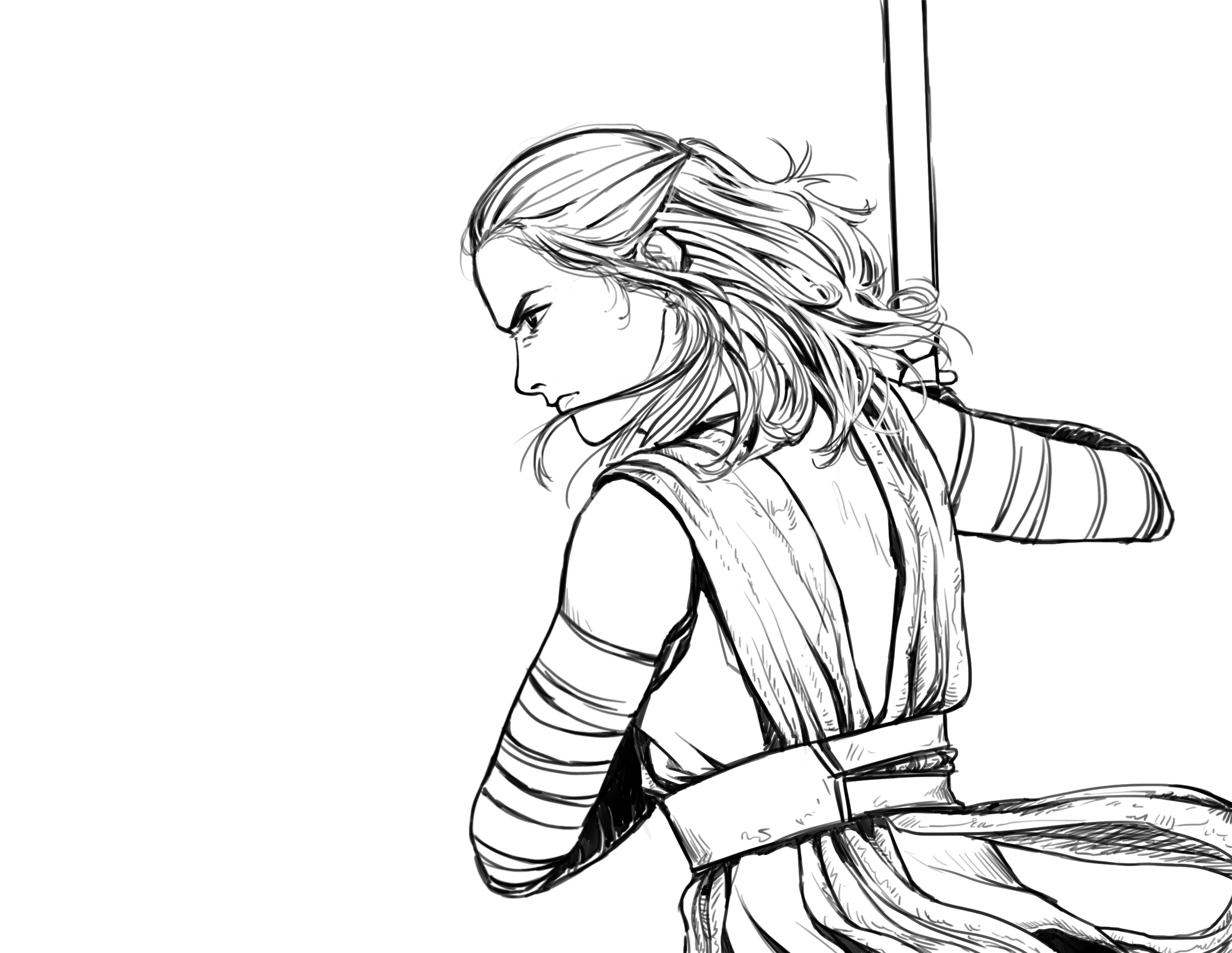 2448x1893 Rey Sketch Starwars - Rey Sketch