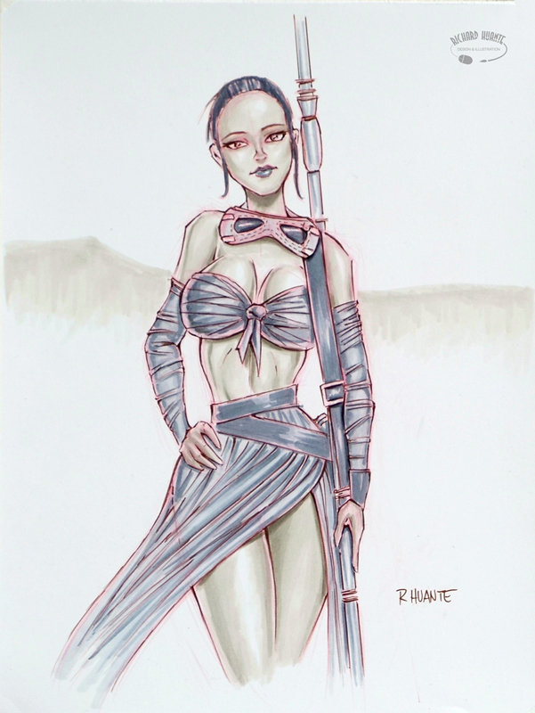 601x800 Rey Sketch Original Drawing Richard Huante Art Shoppe Online - Rey Sketch