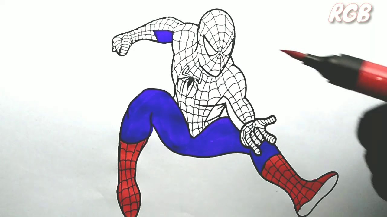 1280x720 Spiderman Sketch And Colors Rgb Kids Nursery Amazing Cartoon - Rgb Sketch