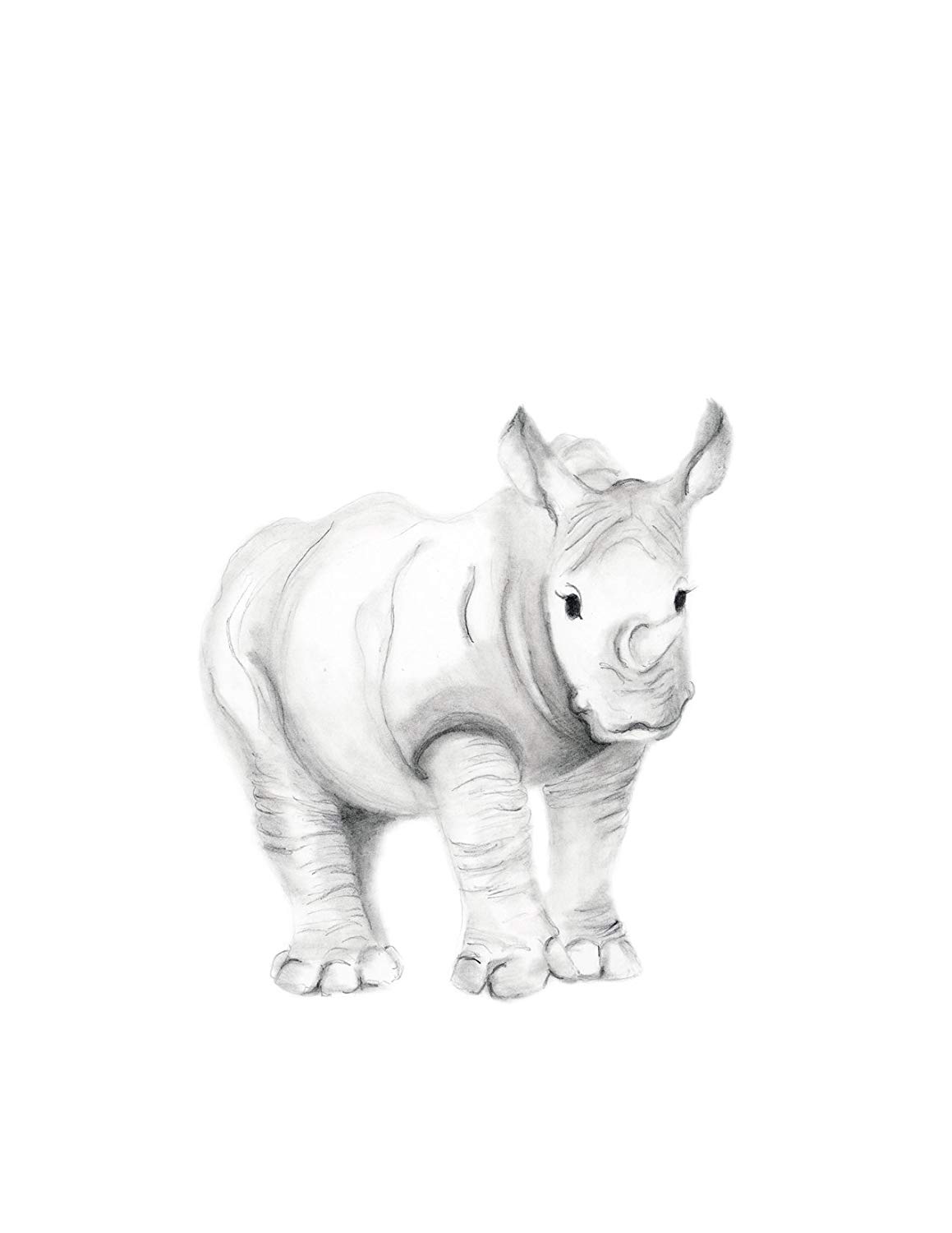 1159x1500 Safari Nursery Art, Set Of 6 Prints, Pencil Drawing - Rhino Pencil Sketch