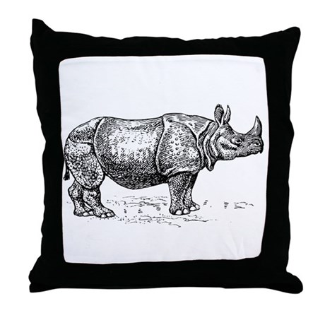 460x460 Rhino Sketch Throw Pillow By Animalsandwildlifegifts2 - Rhino Sketch