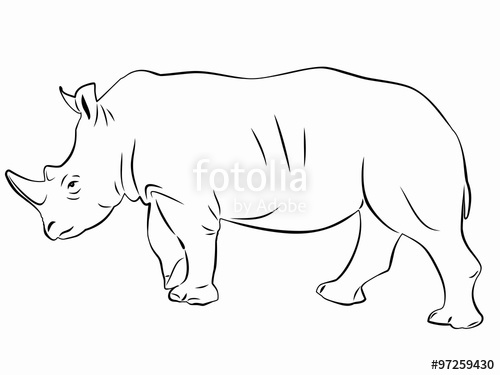 500x375 Silhouette Rhino, Sketch Vector Stock Image And Royalty Free - Rhino Sketch