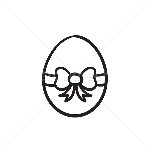 600x600 Easter Egg With Ribbon Sketch Icon. Vector Illustration Andrei - Ribbon Sketch