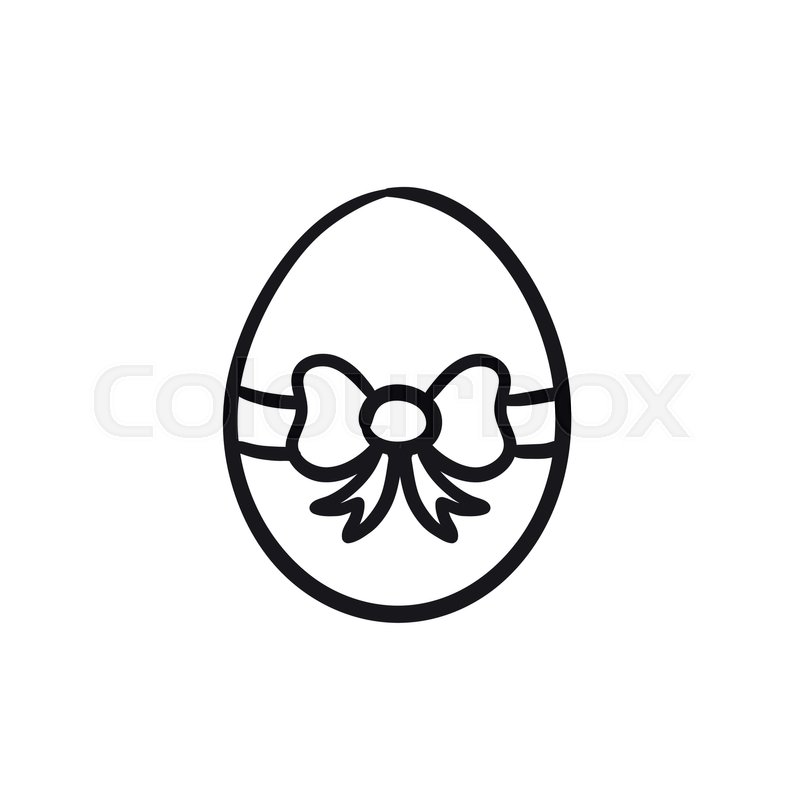 800x800 Easter Egg With Ribbon Vector Sketch Icon Isolated On Background - Ribbon Sketch