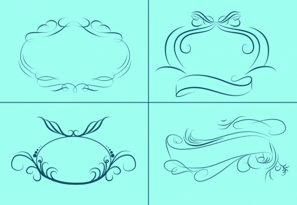 600x414 Frames And Ribbon Sketch Collection Classical Decorative Curves - Ribbon Sketch