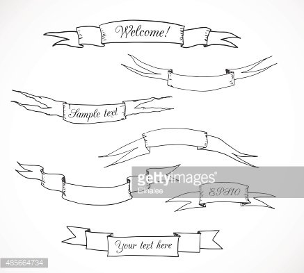 437x393 Vintage Sketch Ribbon Premium Clipart - Ribbon Sketch