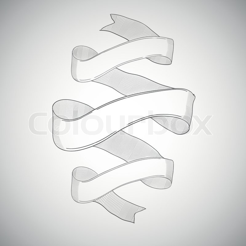 800x800 Vintage Ribbon, Decorative Design Element, Hand Drawn, Sketch - Ribbon Sketch