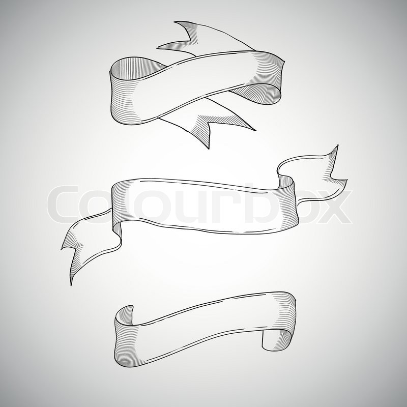 800x800 Vintage Ribbons, Decorative Design Element, Hand Drawn, Sketch - Ribbon Sketch