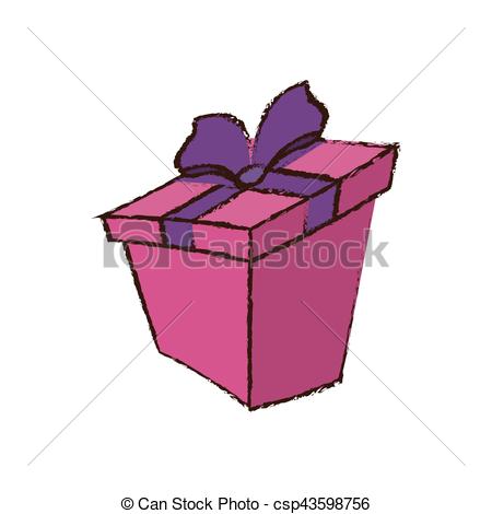 450x470 Color Gift Box Ribbon Sketch Vector Illustration Eps 10. - Ribbon Sketch