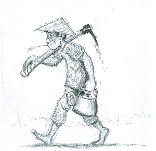 530x512 Afternoon Sketch - Rice Field Sketch