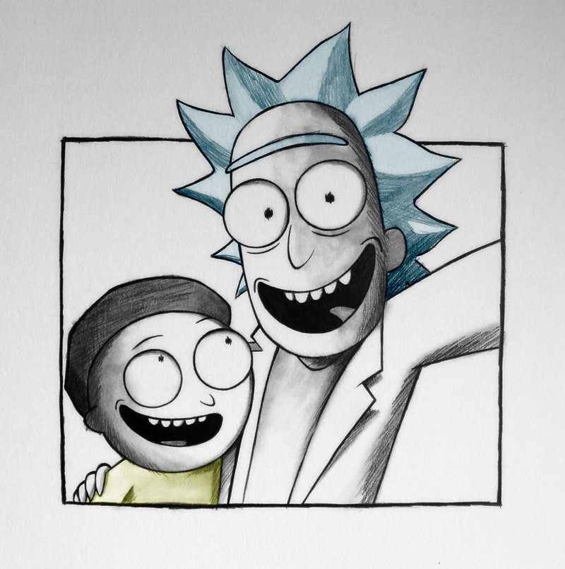800x805 Speed Draw - Rick And Morty Sketch