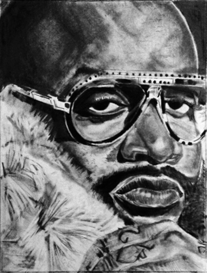 424x558 Rick Ross Drawing Rick Ross Portrait, Rick, Ross, Rose, - Rick Ross Sketch