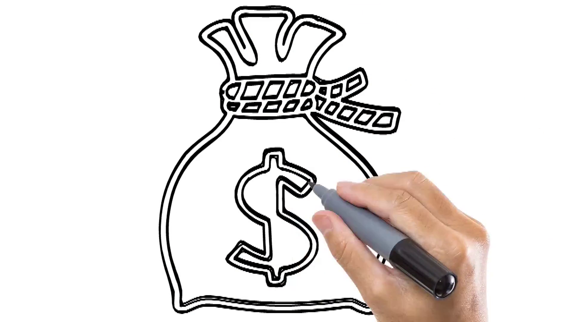 1920x1080 Man Sketching Dog On Whiteboard Background. Animated Sketch Of Dog - Right Hand Sketch