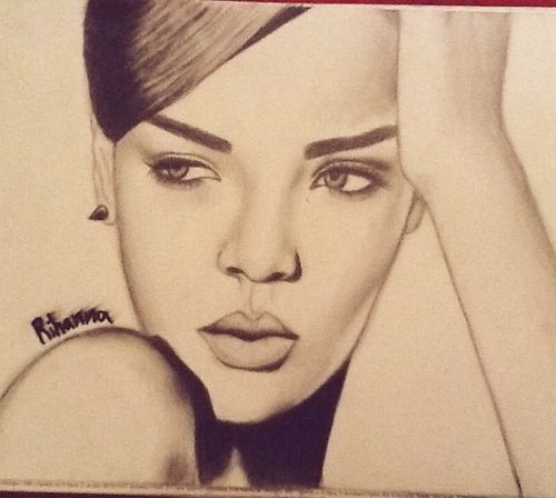 500x448 Rihanna,art,my Drawing,sketch,pencil Discovered By Be - Rihanna Sketch