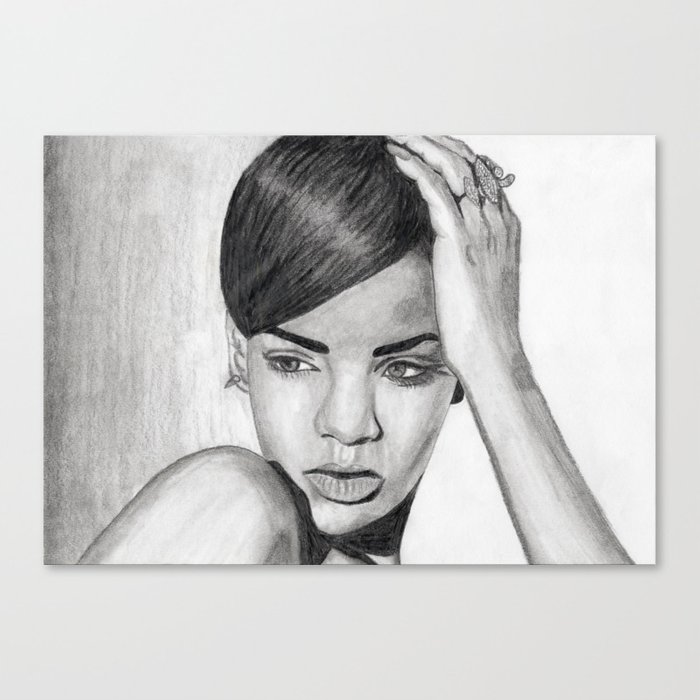 700x700 Rihanna Pencil Sketch Canvas Print By Karenweber Society6 - Rihanna Sketch