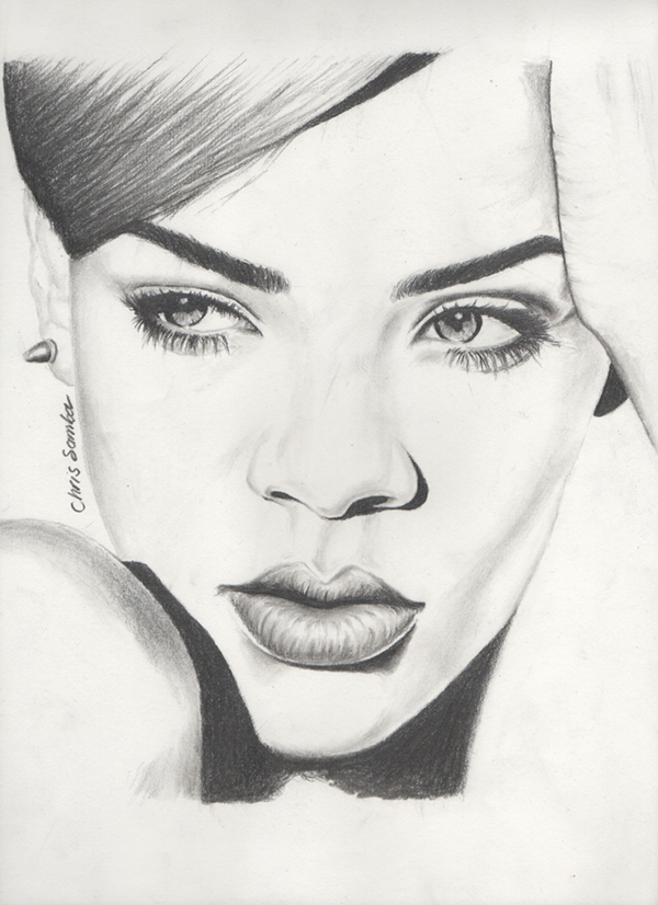 600x826 Rihanna Portrait On Behance - Rihanna Sketch