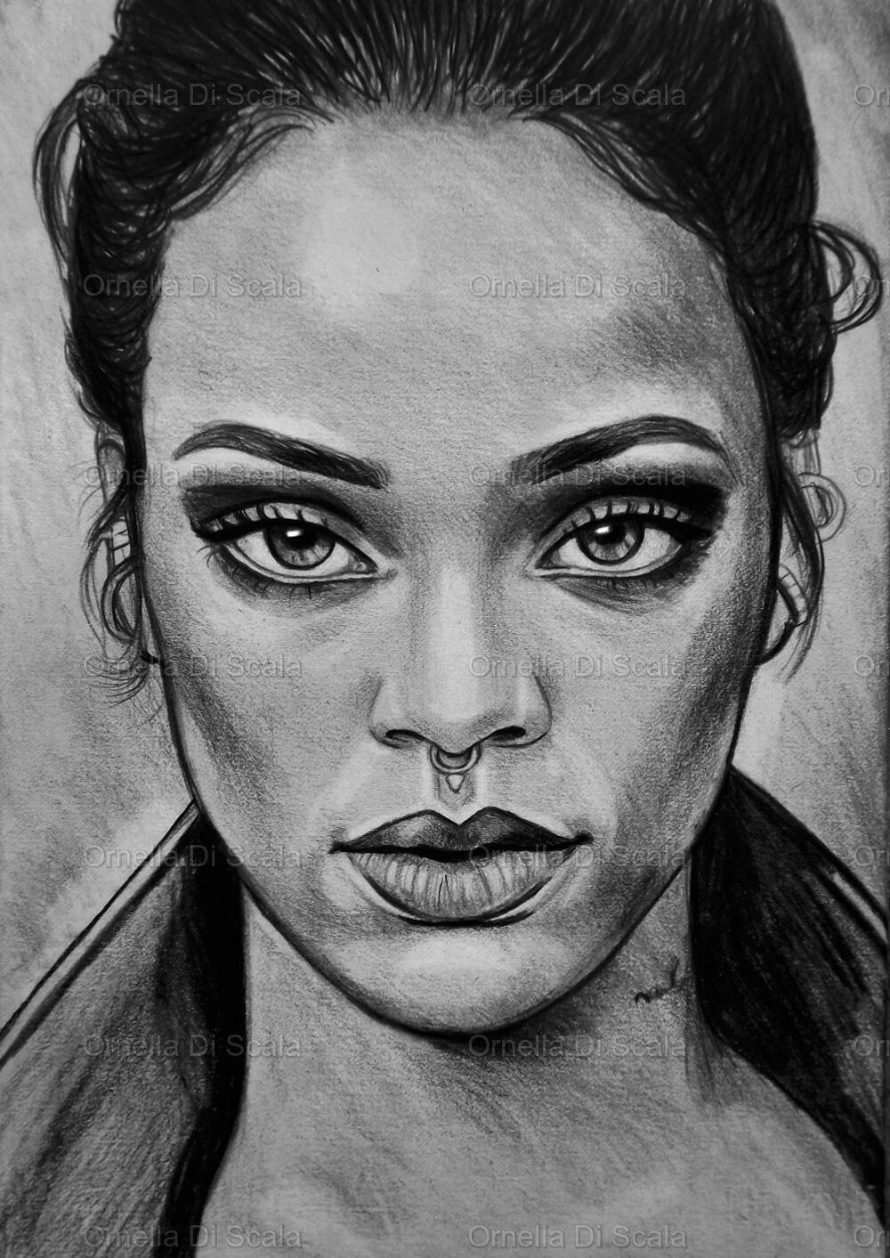 1000x1413 Rihanna Sketch Rihanna Art Portrait, Watercolor - Rihanna Sketch