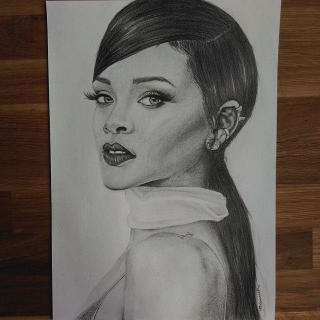 640x640 Rihanna Pencil Drawing On Instagram Drawings - Rihanna Sketch