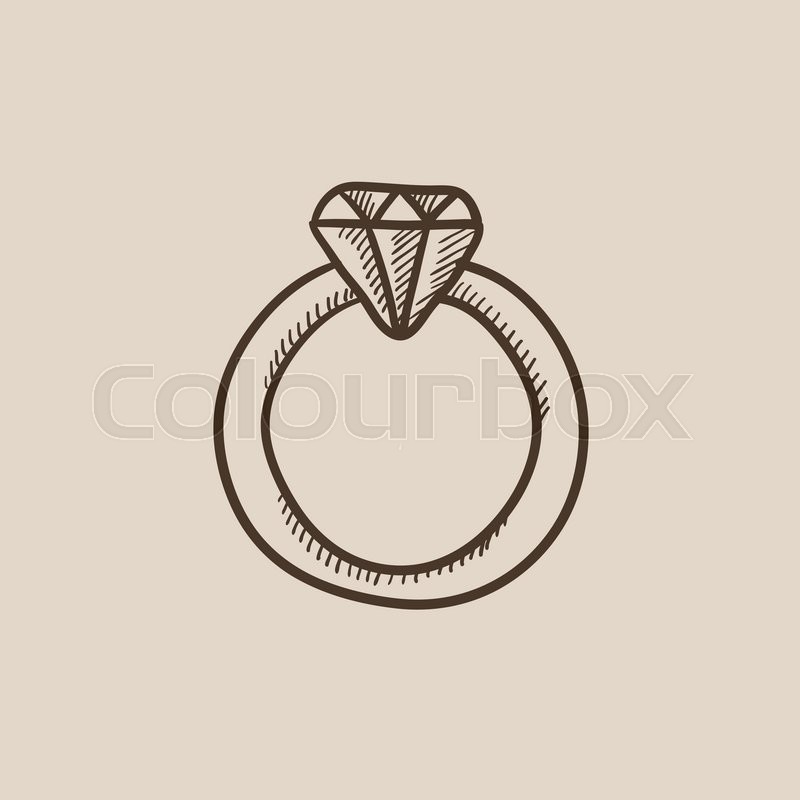 800x800 Diamond Ring Sketch Icon For Web, Mobile And Infographics. Hand - Ring Sketch