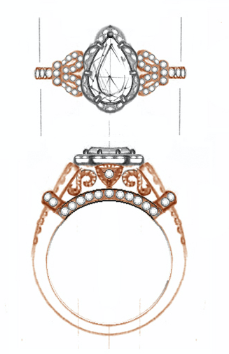 327x505 Got My E Ring Design Sketch!! Feedback (Pear 1ct Rgampwg Victorian) - Ring Sketch
