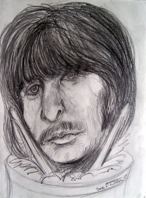 472x640 Rare Vintage Ringo Starr Making A Splash The Beatles Drawing Soho - Ringo Starr Sketch