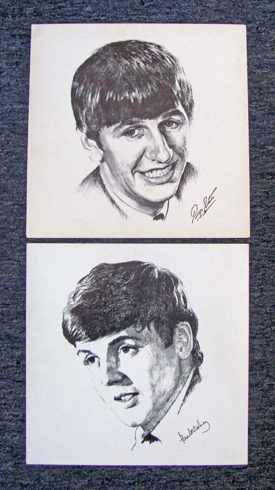 562x1000 Beatles Paul Mccartney Amp Ringo Starr Printed Bampw Sketch - Ringo Starr Sketch