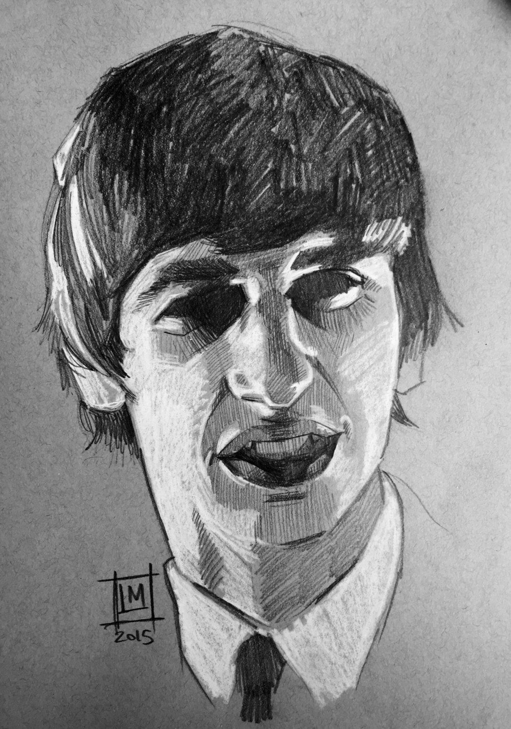 1052x1500 Original Ringo Starr Pencil Sketch On Strathmore Toned Grey Paper - Ringo Starr Sketch
