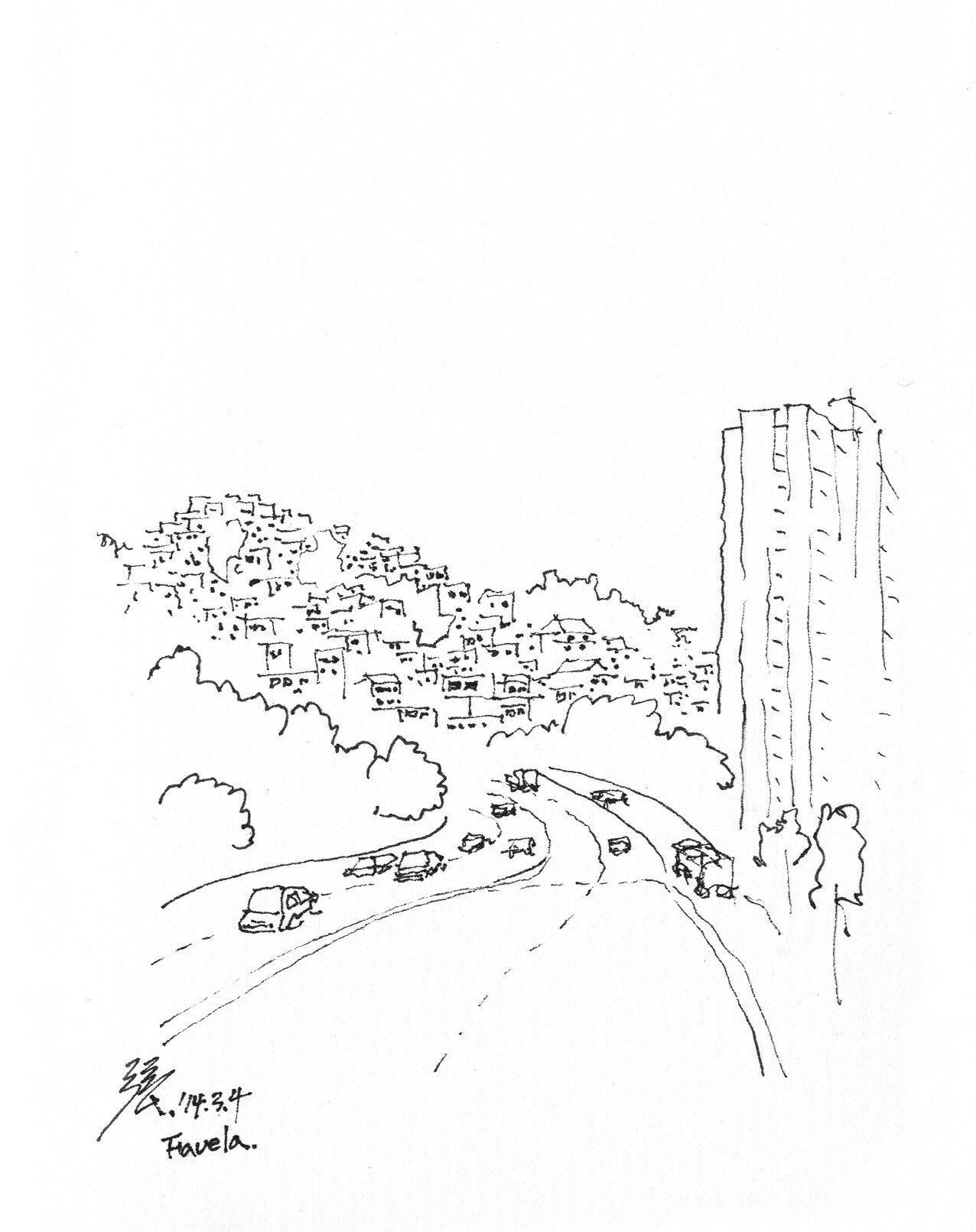 1276x1611 Favela @ Rio De Janeiro, Brazil, 20140304 Sketch By Youngdong - Rio De Janeiro Sketch