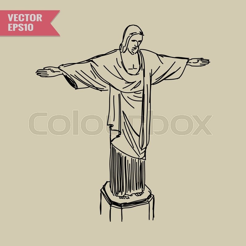 800x800 Free Hand Sketch World Famous Landmark Collection Christ The - Rio De Janeiro Sketch
