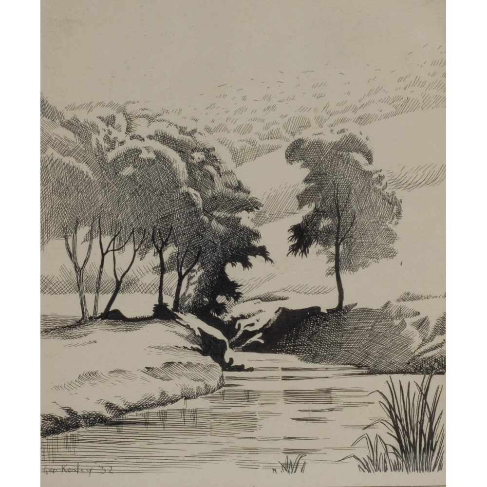 River Bank Sketch at PaintingValley.com | Explore collection of River ...