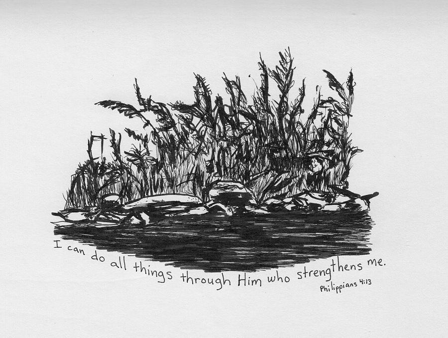 900x678 River Bank 1 Drawing By Theresa Dansin - River Bank Sketch