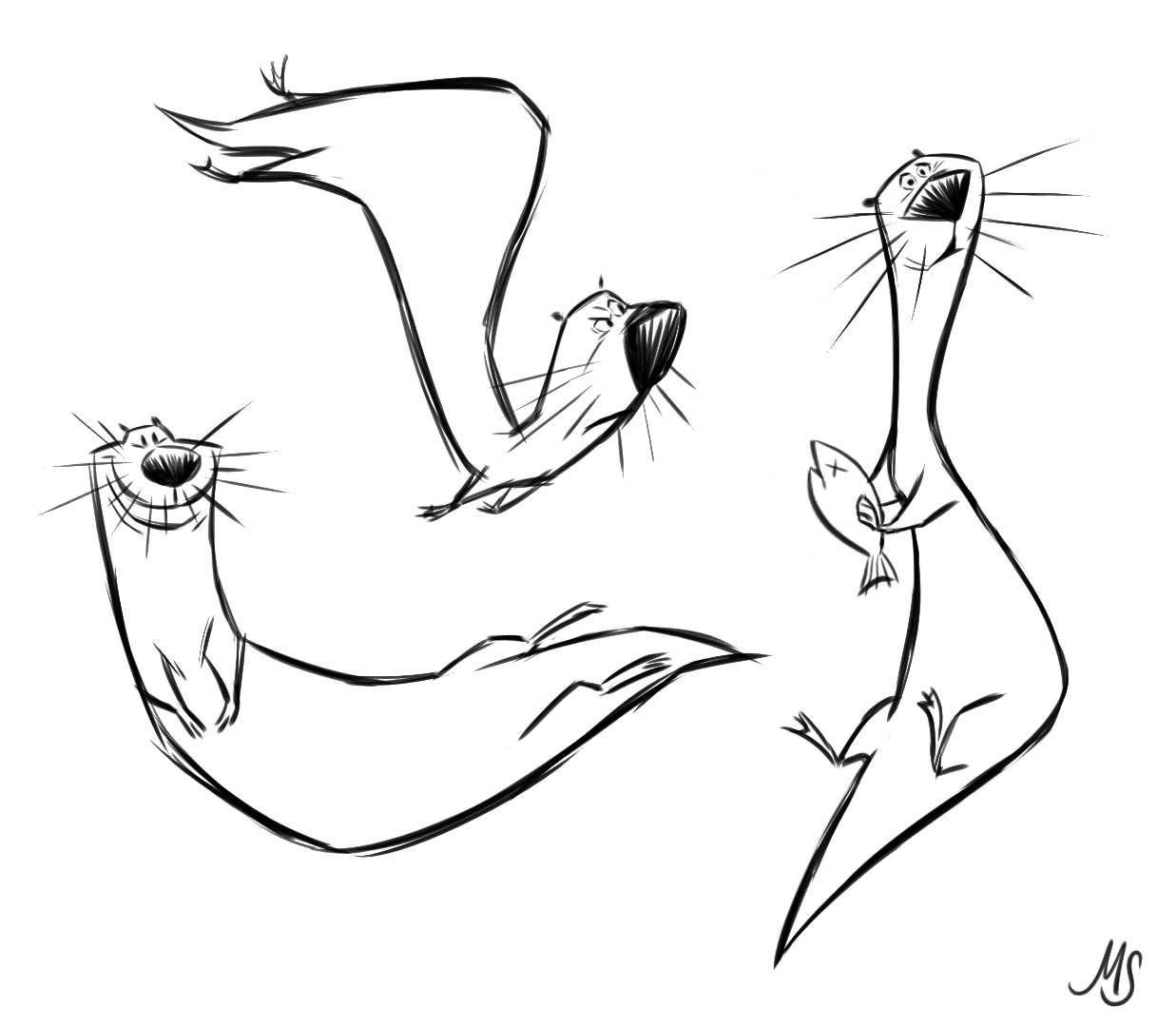 1237x1080 The Art Of Maddie Sandell River Otters Sketch - River Otter Sketch
