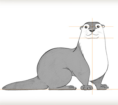 405x362 Draw An Otter - River Otter Sketch