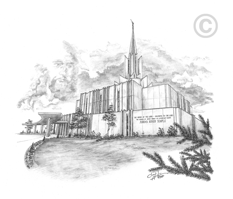 760x650 Jordan River Utah Temple - River Sketch Images