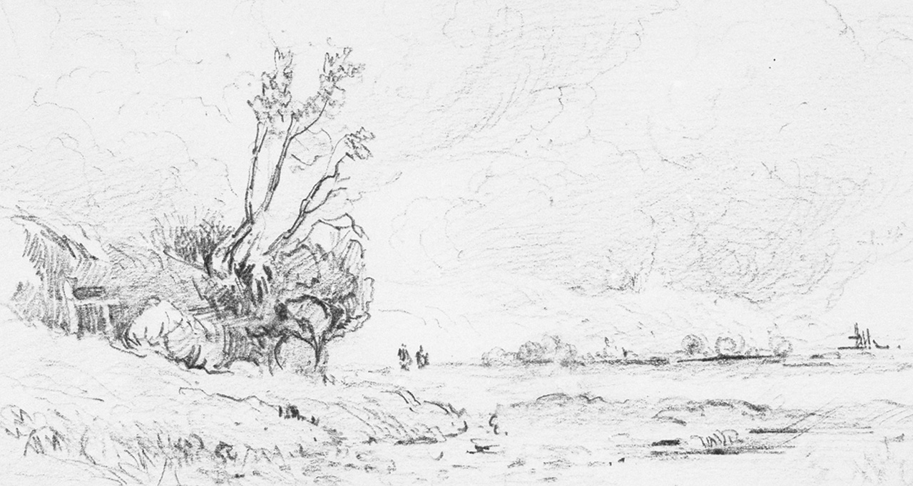 1280x682 Sketch Of A River Scene On A Cloudy Day - River Sketch Images