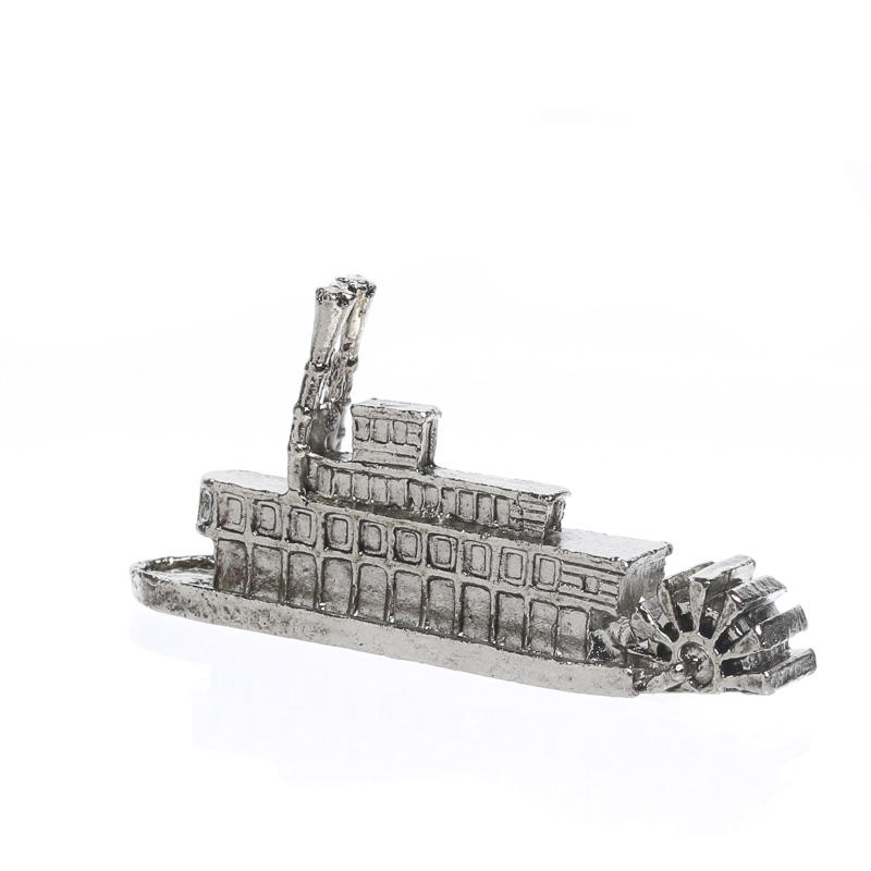 800x800 Miniature Pewter Paddle Wheel River Boat - Riverboat Sketch