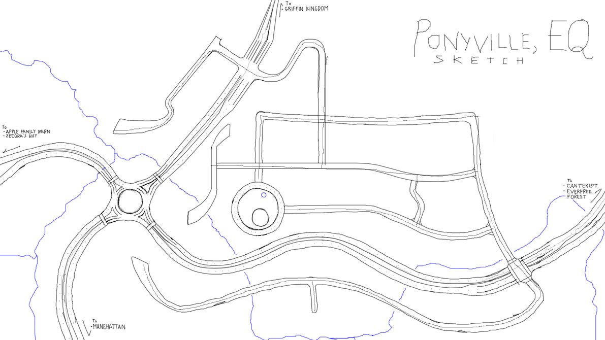 1191x670 Ponyville Road Map Sketch By Charleston And Itchy - Road Map Sketch