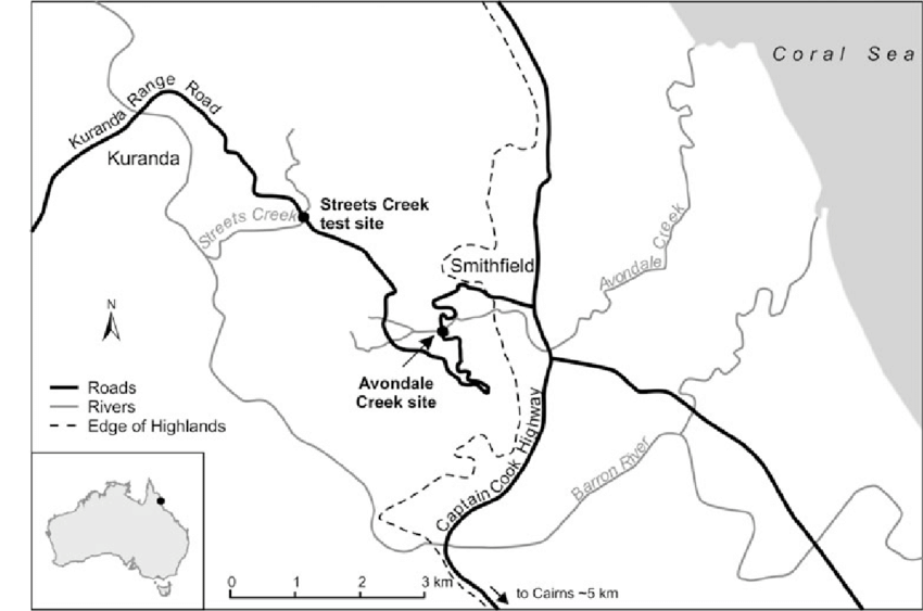 850x563 Sketch Map Of The Kuranda Range Road Study Area. Road Runoff - Road Map Sketch