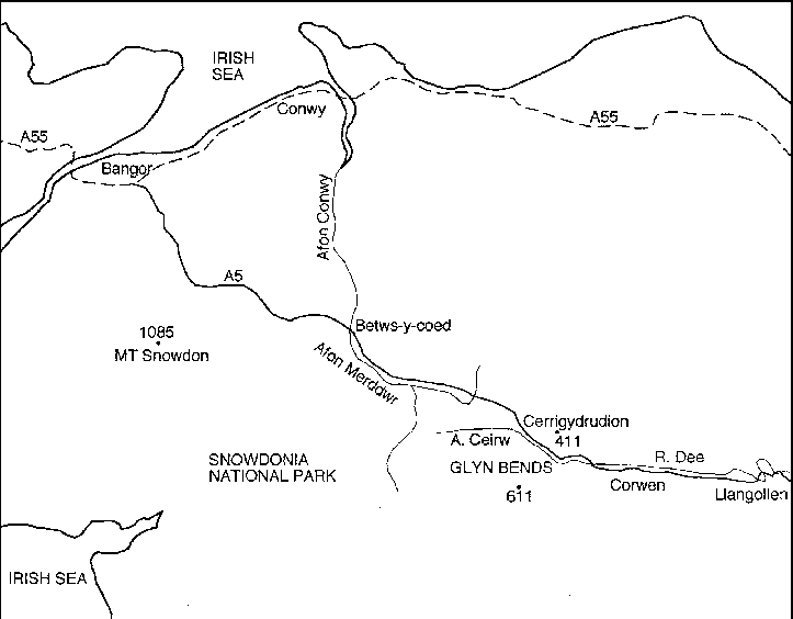 723x564 Sketch Map Showing The A5 And A55 Road Alignments And The Main - Road Map Sketch