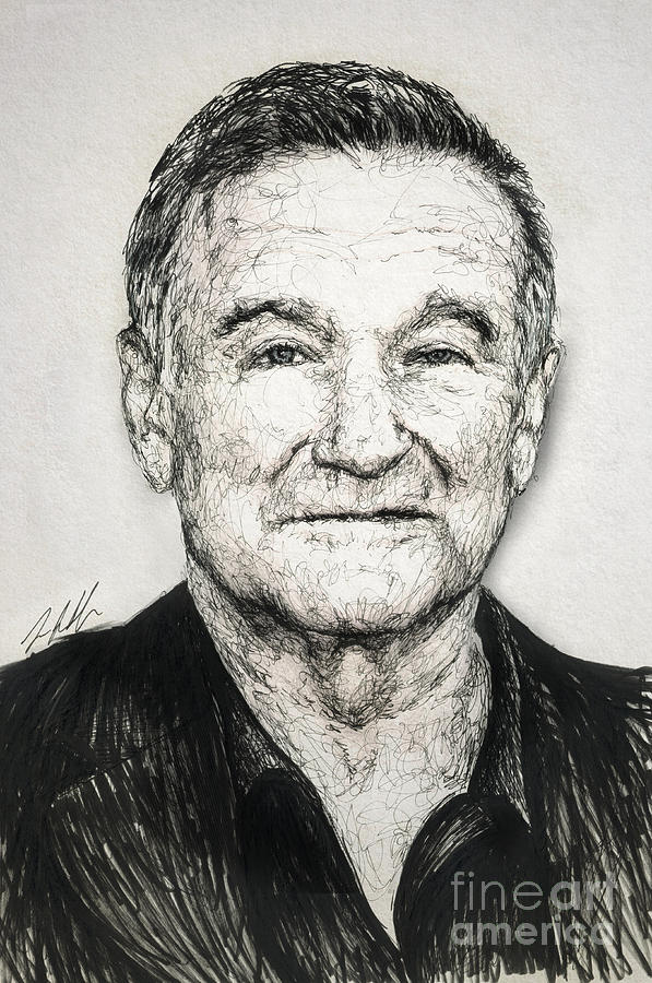 597x900 Robin Williams Drawing By Michael Volpicelli - Robin Williams Sketch