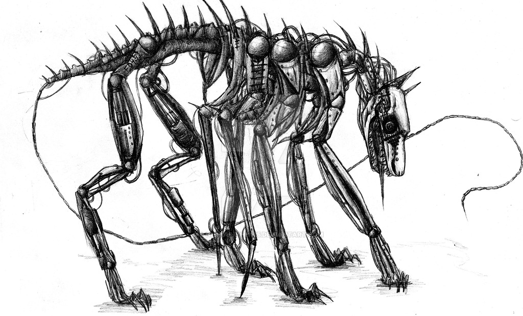 1024x619 Fahrenheit 451 Has A Robot Dog With 8 Legs That Chases People And - Robot Dog Sketch