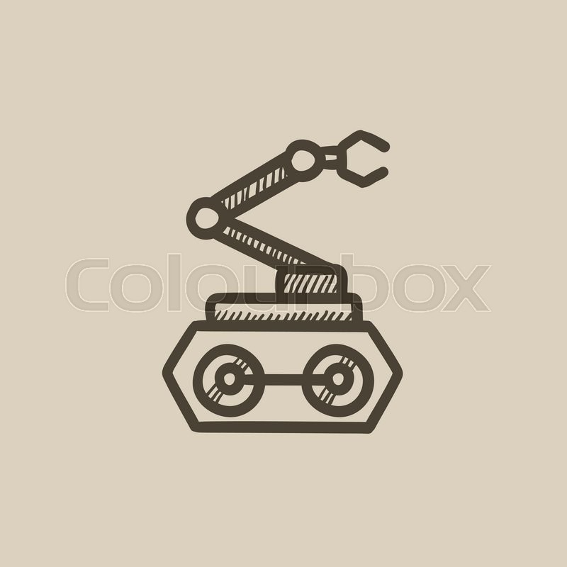 800x800 Industrial Mechanical Robot Arm Vector Sketch Icon Isolated On - Robot Hand Sketch