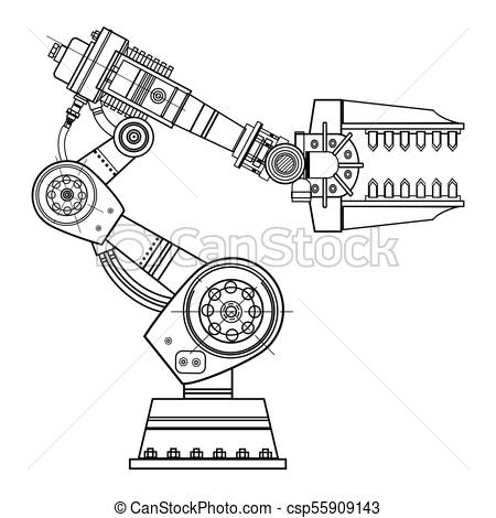 450x470 Industrial Robot Hand Vector Image On The Isolated Background - Robot Hand Sketch