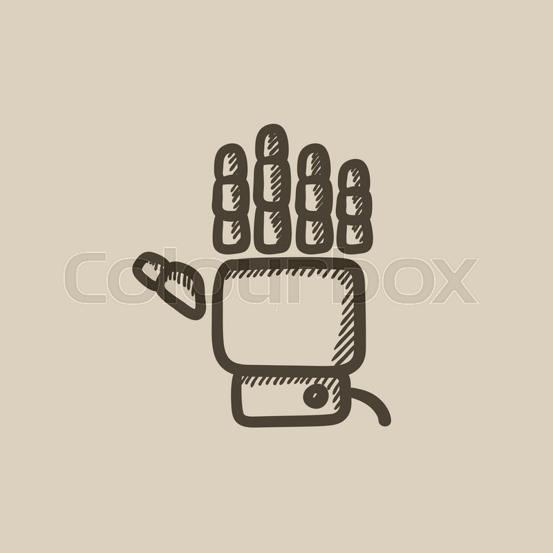 800x800 Robot Hand Vector Sketch Icon Isolated On Background. Hand Drawn - Robot Hand Sketch