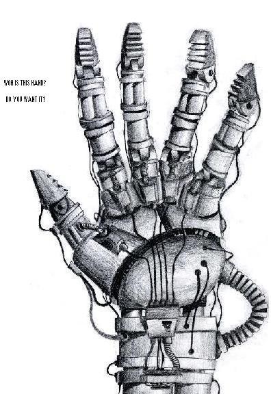 396x576 The Robotic Hand, By Tewodros Wolde - Robot Hand Sketch