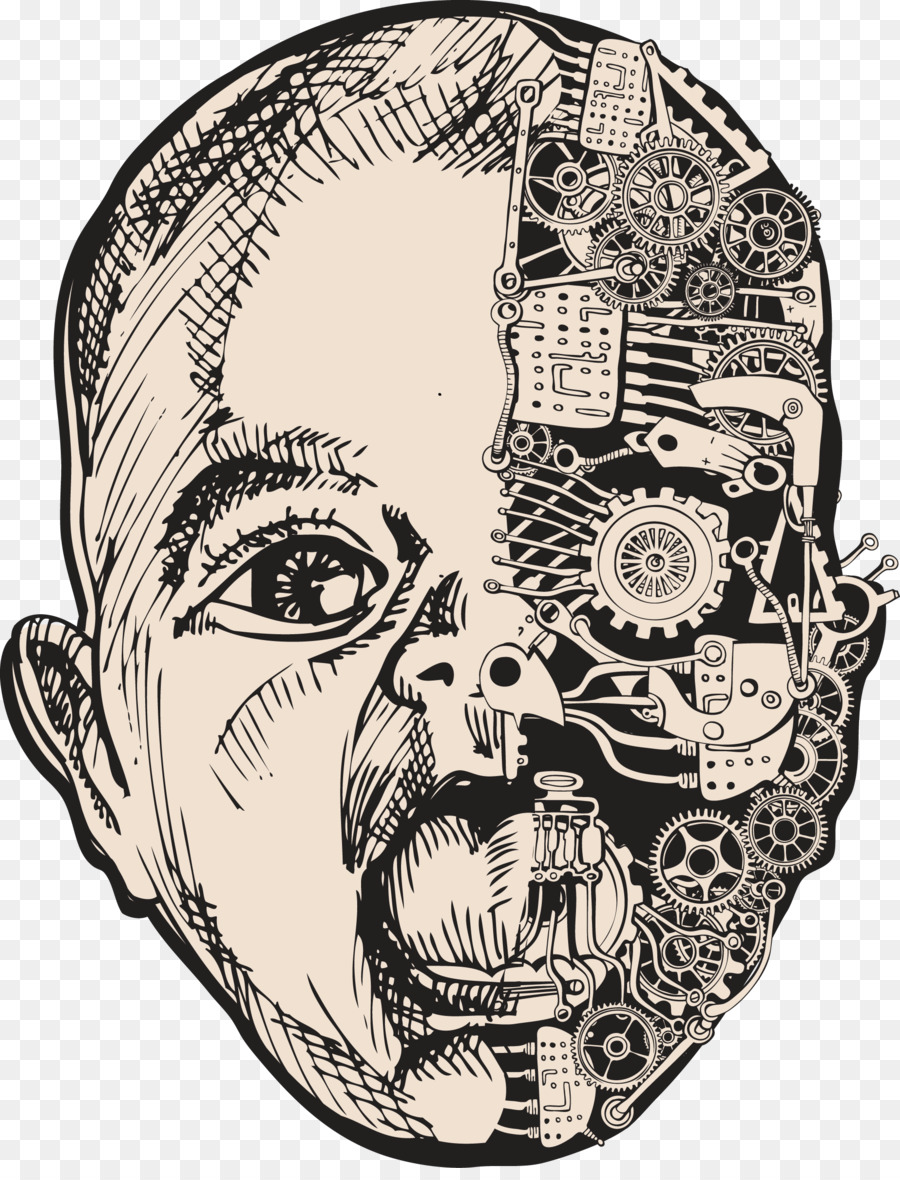 900x1180 Robot Drawing Cyborg Face - Robot Sketch Images