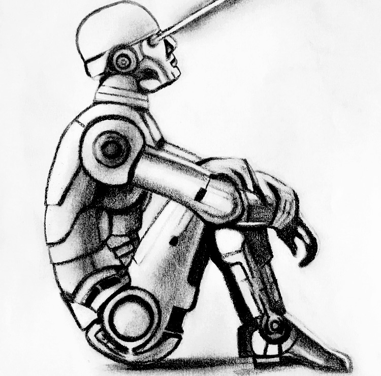 750x740 Robot Tattoo Sketch - Robot Sketch Images